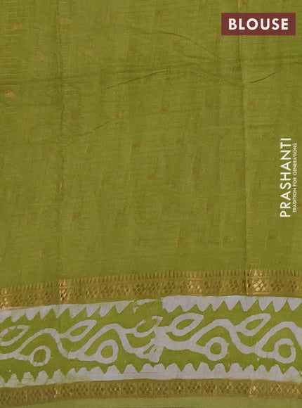 Light Green Semi Chanderi Saree - Batik Prints