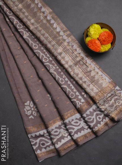 Beige Semi Chanderi Saree - Batik Prints