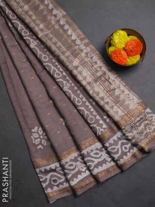 Beige Semi Chanderi Saree - Batik Prints