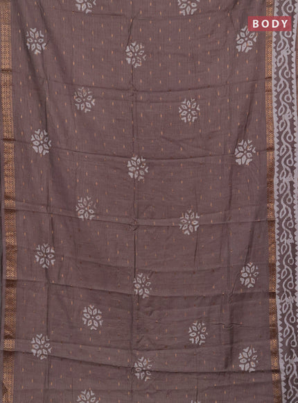 Beige Semi Chanderi Saree - Batik Prints