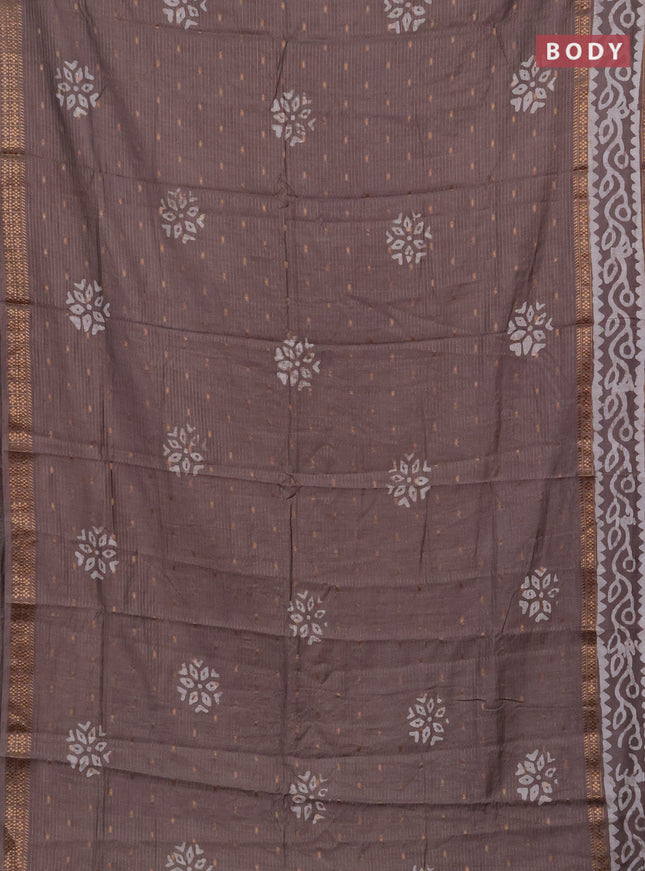 Beige Semi Chanderi Saree - Batik Prints