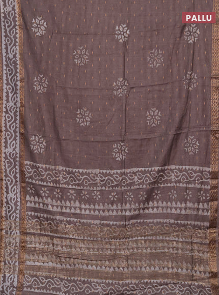 Beige Semi Chanderi Saree - Batik Prints