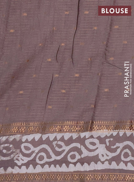 Beige Semi Chanderi Saree - Batik Prints