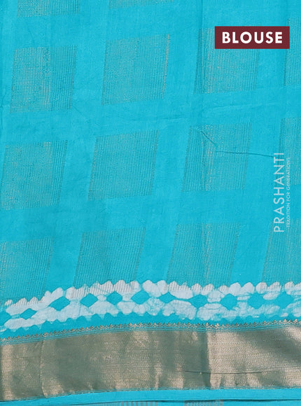 Teal Semi Chanderi Saree - Batik Prints