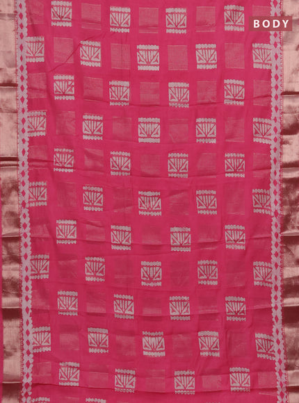 Pink Semi Chanderi Saree - Batik Prints