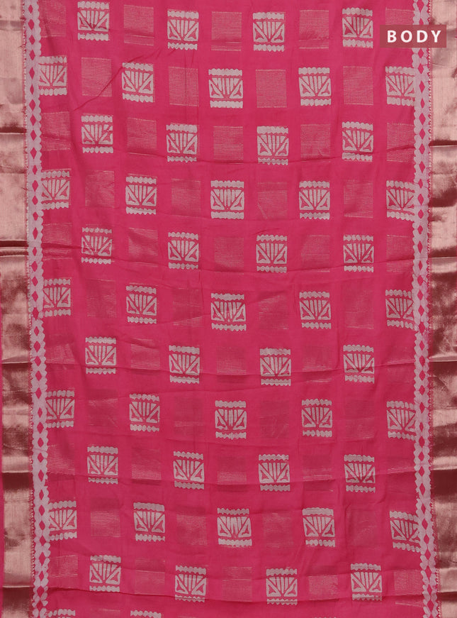 Pink Semi Chanderi Saree - Batik Prints