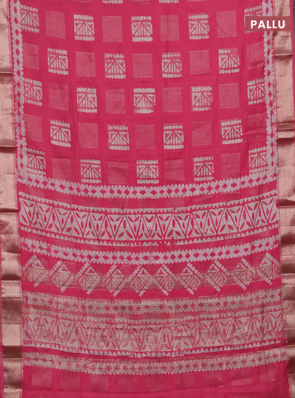 Pink Semi Chanderi Saree - Batik Prints