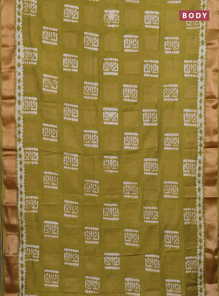 Mehendi Green Semi Chanderi Saree - Batik Prints