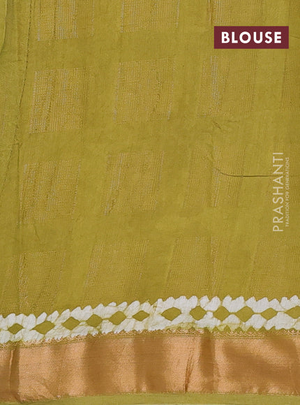 Mehendi Green Semi Chanderi Saree - Batik Prints