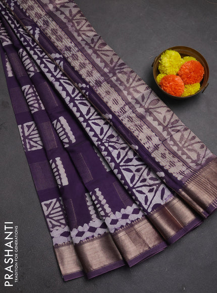 Purple Semi Chanderi Saree - Batik Prints