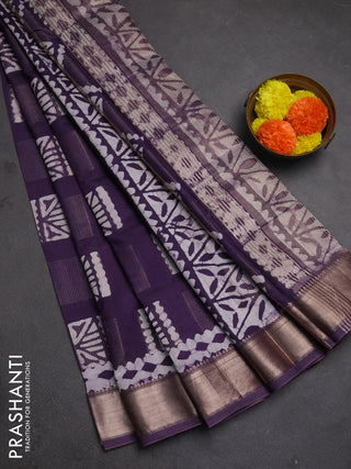 Purple Semi Chanderi Saree - Batik Prints