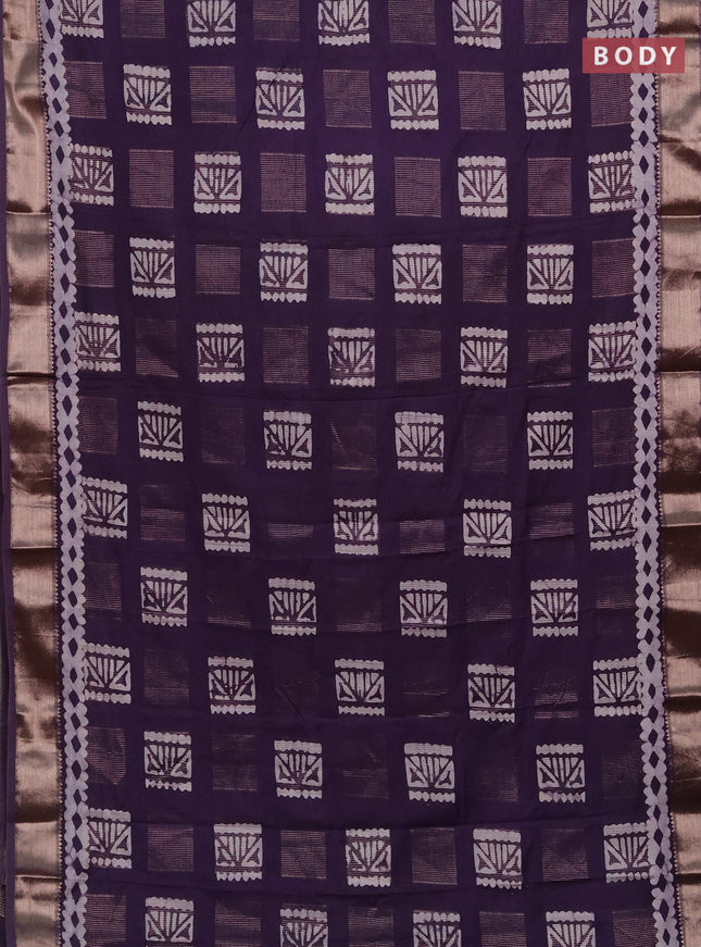 Purple Semi Chanderi Saree - Batik Prints