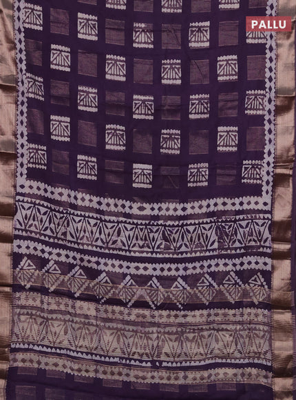 Purple Semi Chanderi Saree - Batik Prints
