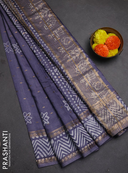 Grey Semi Chanderi Saree - Batik Prints