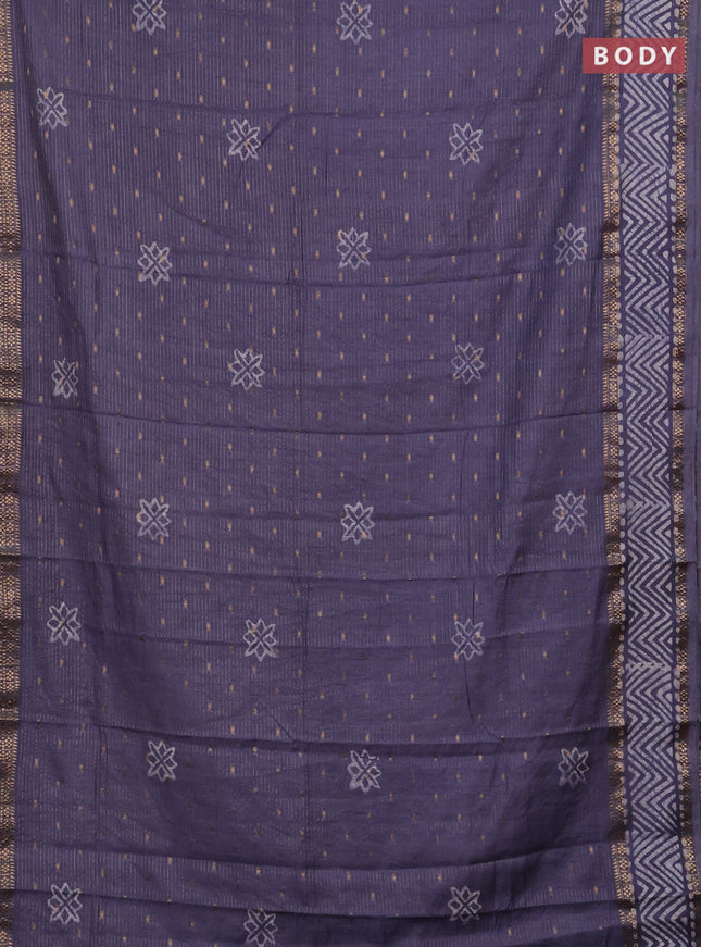 Grey Semi Chanderi Saree - Batik Prints