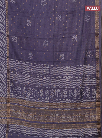 Grey Semi Chanderi Saree - Batik Prints