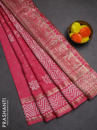 Pink Semi Chanderi Saree - Batik Prints