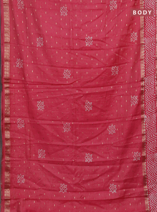Pink Semi Chanderi Saree - Batik Prints