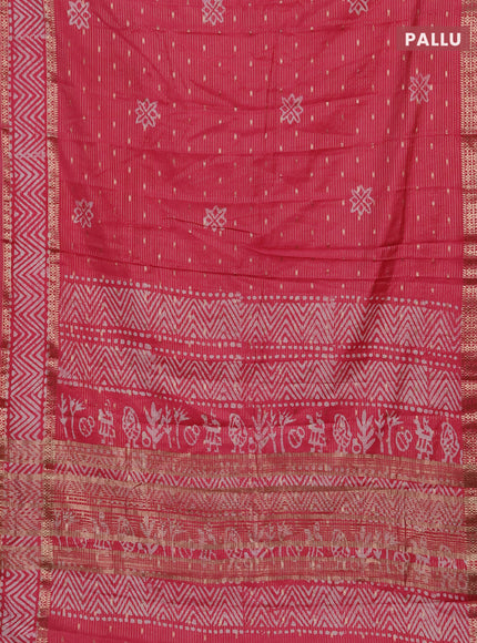 Pink Semi Chanderi Saree - Batik Prints