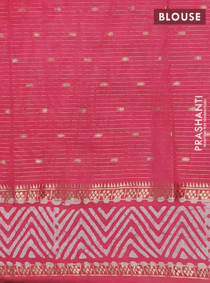 Pink Semi Chanderi Saree - Batik Prints