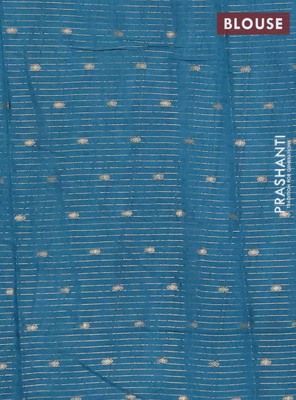 Teal Green Semi Chanderi Saree - Batik Prints