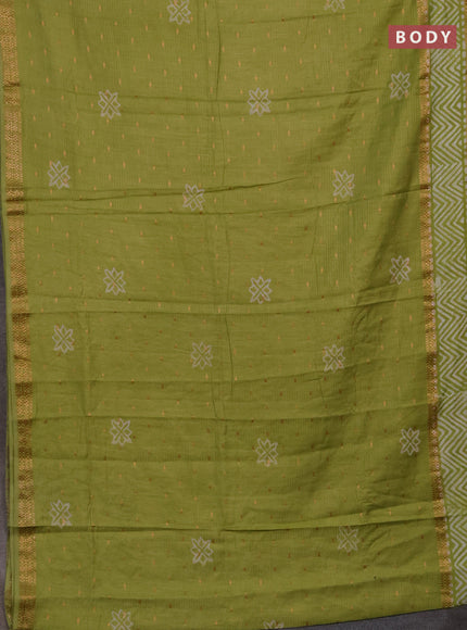 Light Green Semi Chanderi Saree - Batik Prints