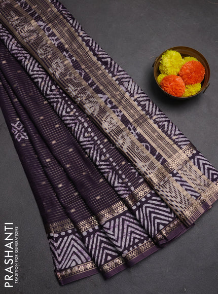 Violet Semi Chanderi Saree - Batik Prints