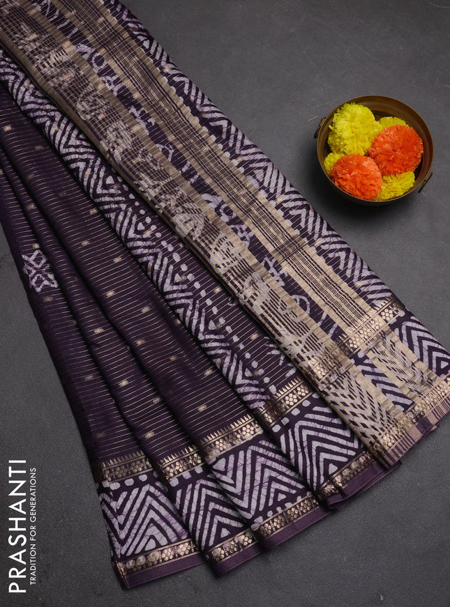 Violet Semi Chanderi Saree - Batik Prints