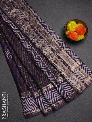 Violet Semi Chanderi Saree - Batik Prints