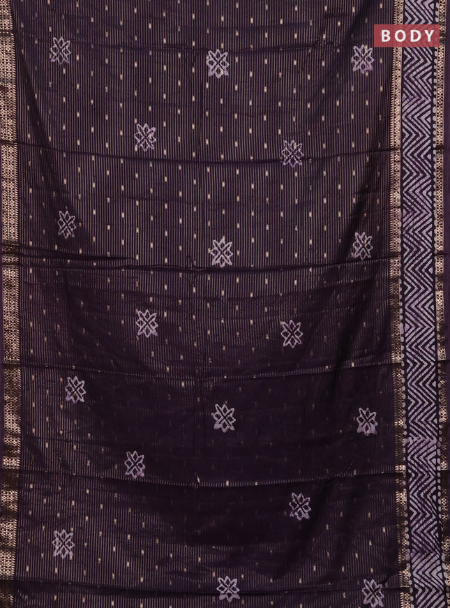 Violet Semi Chanderi Saree - Batik Prints