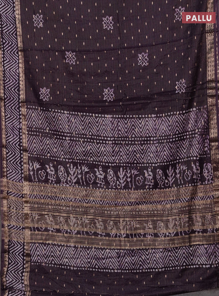 Violet Semi Chanderi Saree - Batik Prints