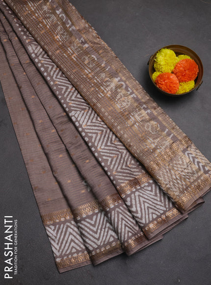 Beige Semi Chanderi Saree - Batik Prints