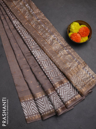 Beige Semi Chanderi Saree - Batik Prints