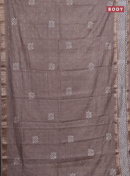 Beige Semi Chanderi Saree - Batik Prints