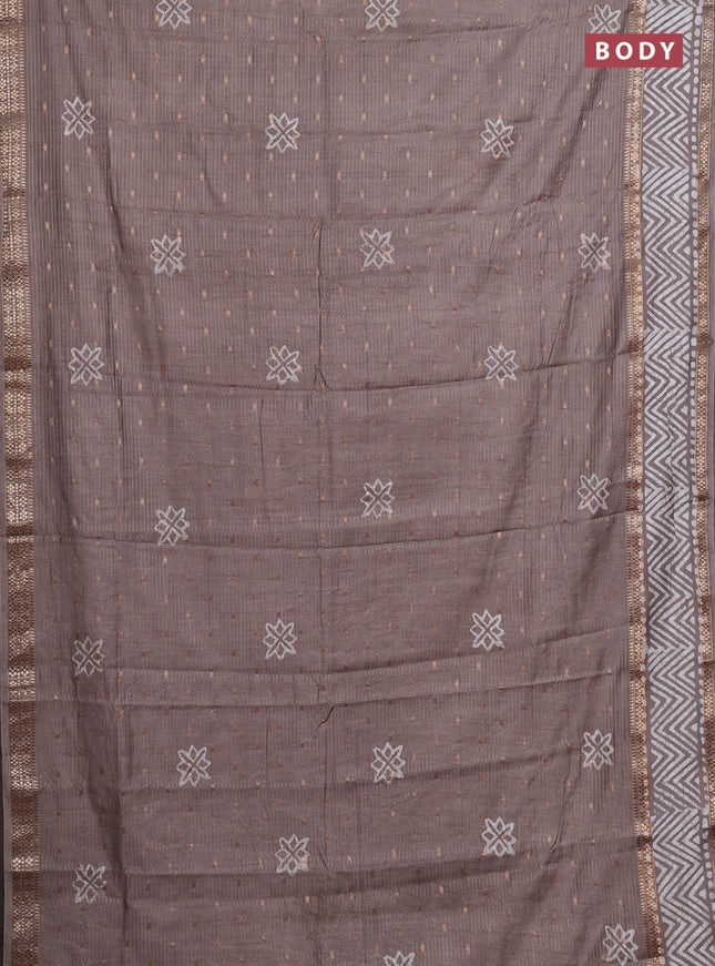 Beige Semi Chanderi Saree - Batik Prints