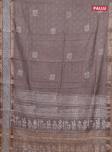 Beige Semi Chanderi Saree - Batik Prints