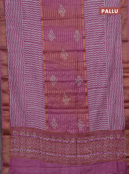 Lilac Semi Chanderi Saree - Batik Prints