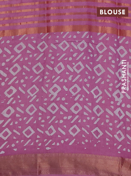 Lilac Semi Chanderi Saree - Batik Prints