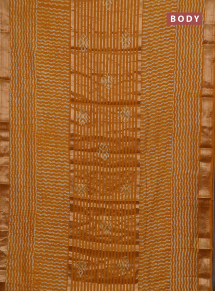 Mustard Yellow Semi Chanderi Saree - Batik Prints