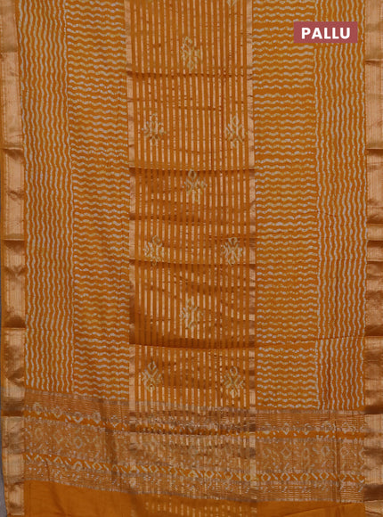 Mustard Yellow Semi Chanderi Saree - Batik Prints