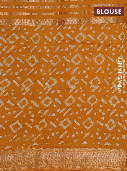 Mustard Yellow Semi Chanderi Saree - Batik Prints