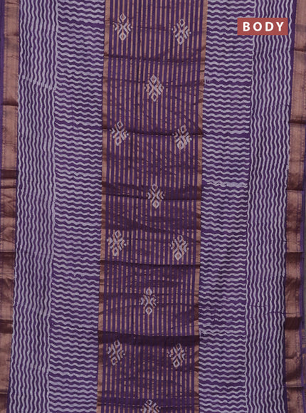 Violet Semi Chanderi Saree - Batik Prints