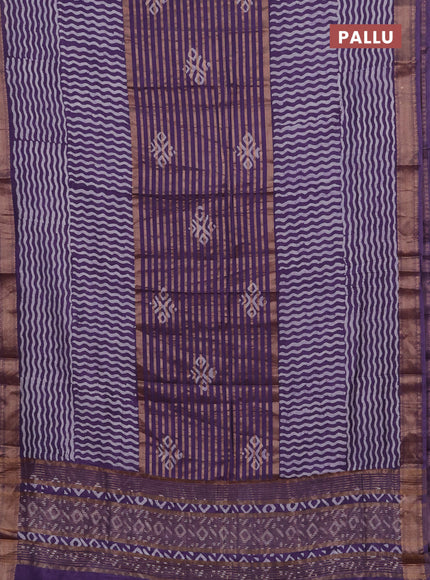 Violet Semi Chanderi Saree - Batik Prints