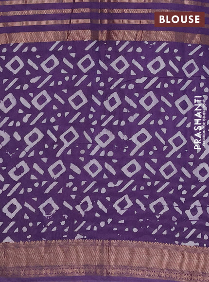 Violet Semi Chanderi Saree - Batik Prints
