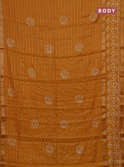 Mustard Yellow Semi Chanderi Saree - Batik Prints