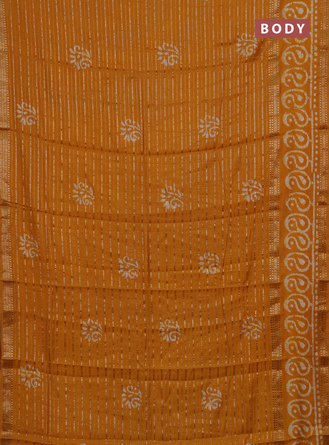 Mustard Yellow Semi Chanderi Saree - Batik Prints