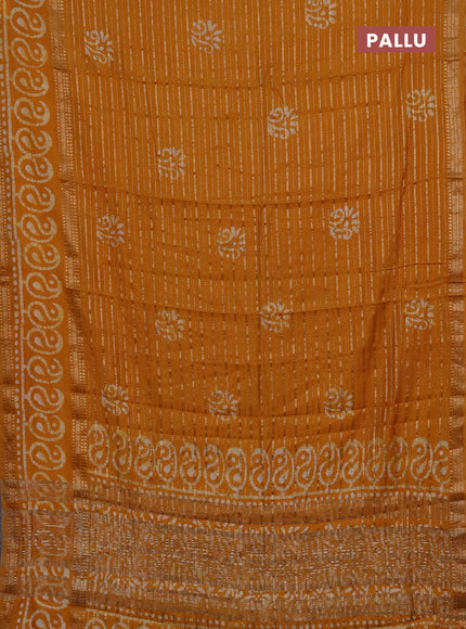 Mustard Yellow Semi Chanderi Saree - Batik Prints