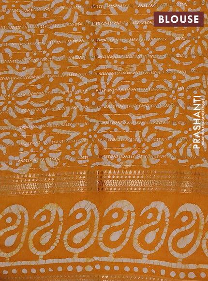 Mustard Yellow Semi Chanderi Saree - Batik Prints