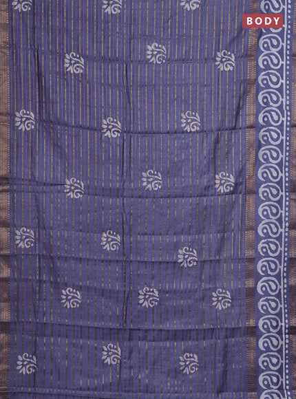 Grey Semi Chanderi Saree - Batik Prints
