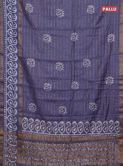 Grey Semi Chanderi Saree - Batik Prints